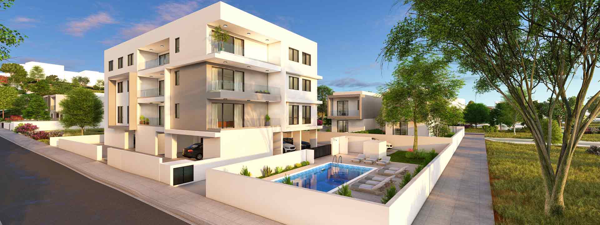 Angelonia Gardens 2: modern flats and villas in the prestigious neighbourhood of Paphos